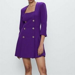 Zara Long Sleeve Purple Blazer Style Mini Dress Size XS